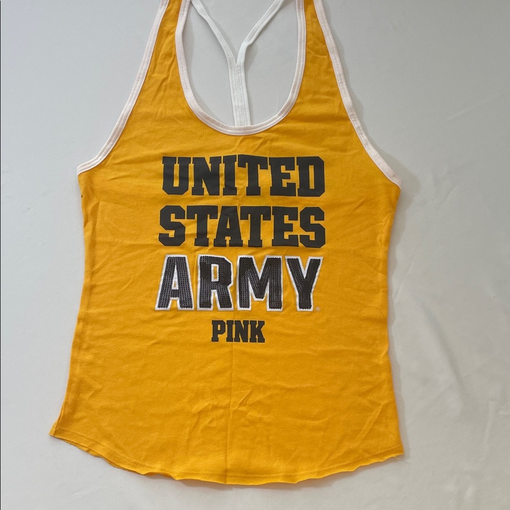 PINK Victoria's Secret T-Shirt S-  Cami Top United States Army Sequin Bling